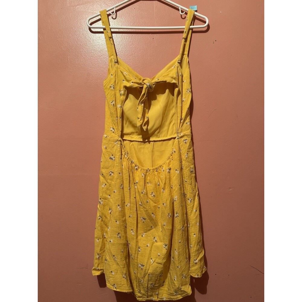 Hollister  Womens Summer Dress L Large Yellow Floral Sleeveless Short - Picture 2 of 7